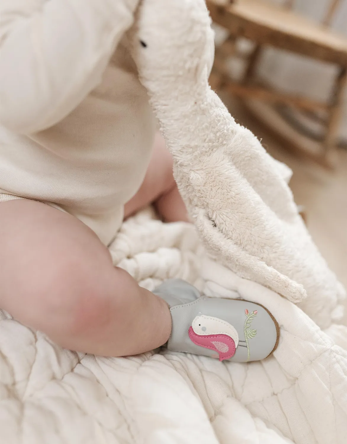 Robeez Soft Soles Bird Buddies chaussons bébé gris oiseaux