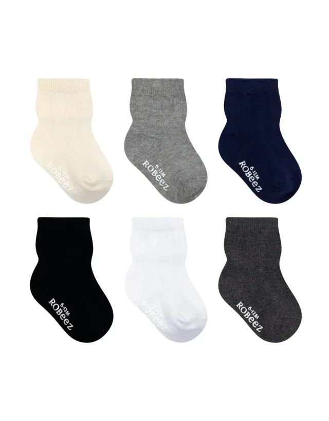 Robeez Boys Essentials chaussettes bébé 6 paires gris coton