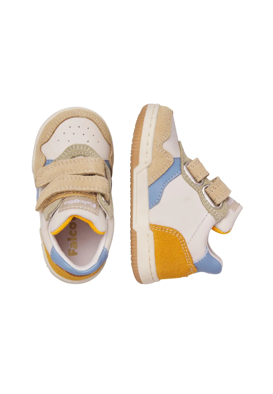 Falcotto Baskets Cuir Suède Enfant Double Velcro